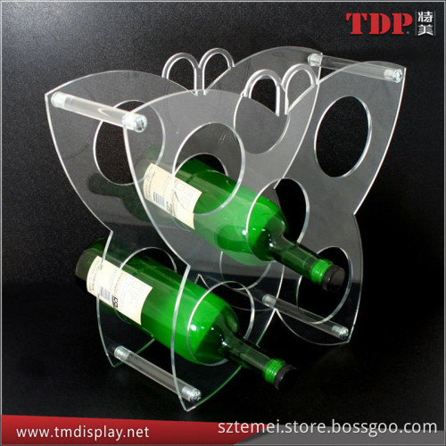 Factory Directly Butterfly/House/Rectangle Shape Clear Tabletop Acrylic Red Wine Display Stand